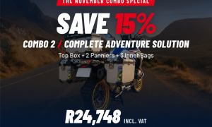 Motorradical November 2026 Combo 2: Top Box, two Panniers and three Inner Bags for R24,748 incl. VAT.